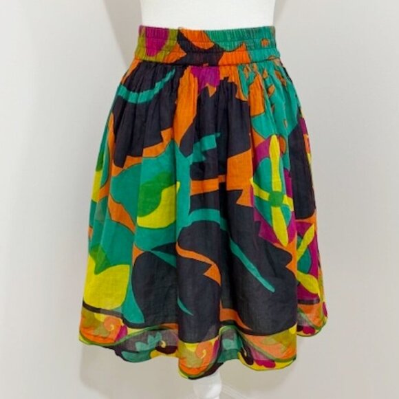 Vintage Jou Jou Vibrant Colorful Cotton A-Line Skirt Boho Retro 90's Size M - Picture 2 of 5